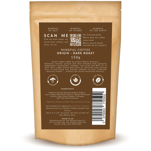 Coffee package with a brown label on a white background